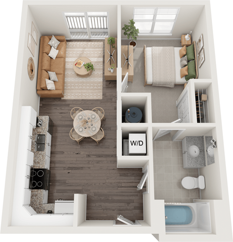 Ridgewood  1 Bed 1 Bath Floor Plan at South 16 At The Bridges, Roanoke VA